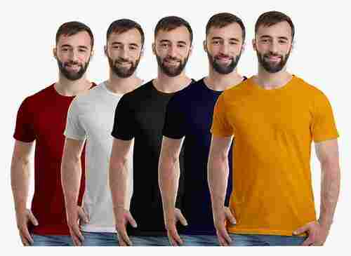 Mens Round Neck Plain Cotton Short Sleeves T Shirt
