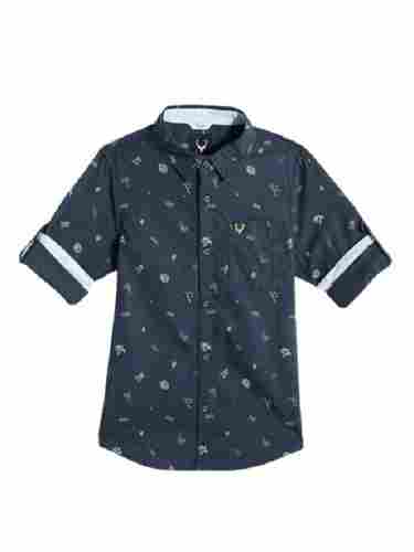 Printed Half Sleeve Cotton Allen Casual Straight Collar Shirts For Men'S