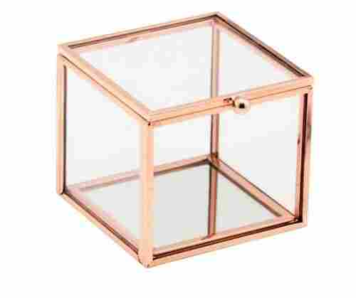 6X6X4 CM Square Light Weight Polished Glass And Metal Jewelry Box