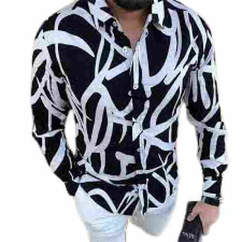 Party Wear Regular Fit Long Sleeve Printed Cotton Mens Shirt