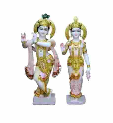 Durable Handmade By Hammering Marble Radha Krishna Statue For Worship