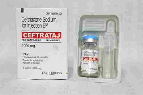 Ceftriaxone Antibiotic Injection 1000 mg, Single Vial Pack