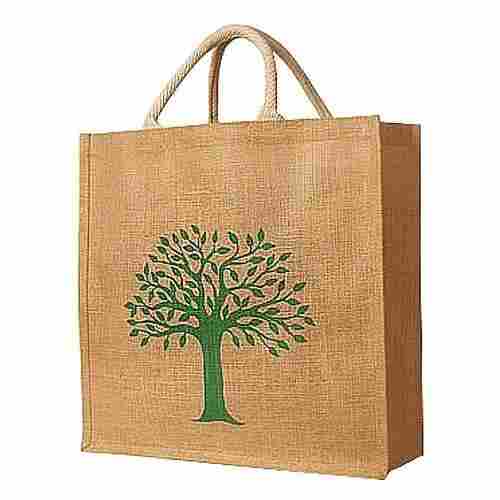 10 Kg Capacity Tree Printed Jute Bags With Hand Length Handle