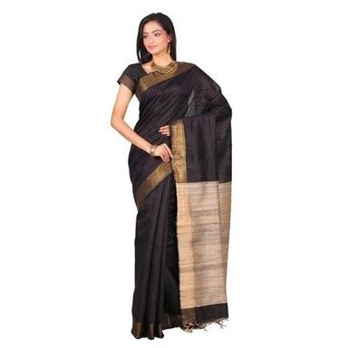 Party Wear Ladies Plain Dupion Silk Saree 6.3 Meter With Blouse Piece