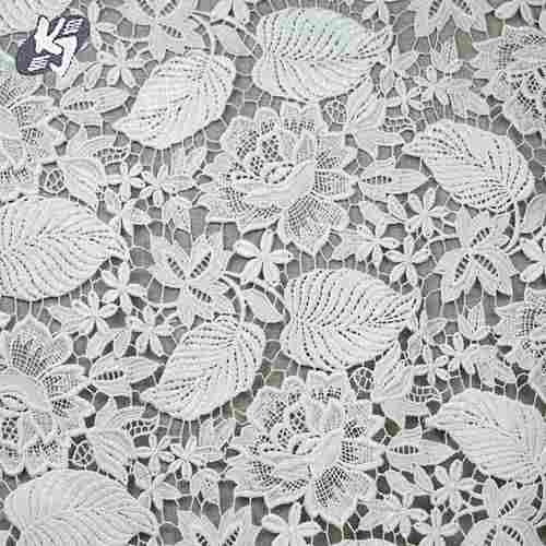 Hand Work White Embroidered Fabric Use For Garments