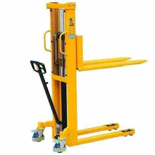 Yellow and Black Mild Steel Manual Hydraulic Stacker