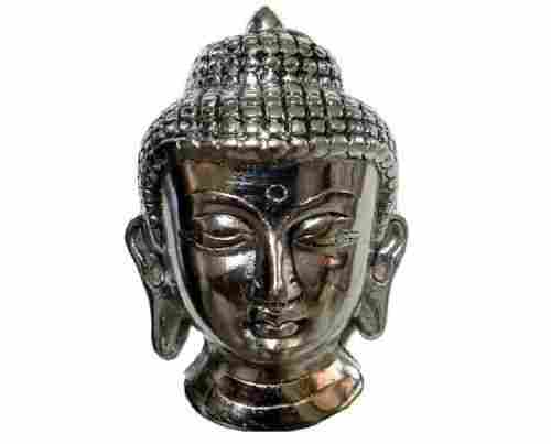Polished Silver Plated Metal Buddha Head Statue
