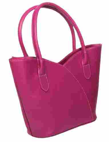 Zipper Closure Loop Handle Plain Leather Fashion Ladies Bag