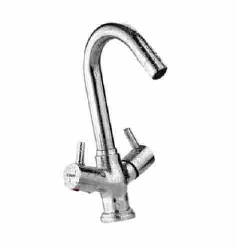 Stainless Steel Glossy Finished Long Neck Basin Mixer with Dual Lever