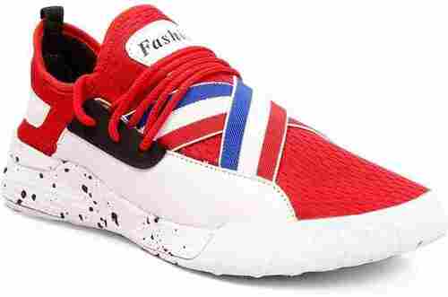 Sports Wear Men Red And White Comfortable Lace Up Shoes