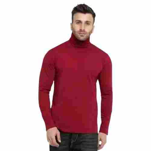 Plain Pattern Turtle Neck Full Sleeve Nylon T-Shirt For Mens