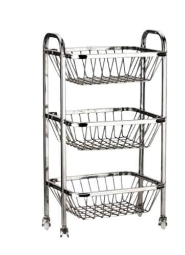 2.2X1.5 Foot 1.2 Kilogram Polished Finished Stainless Steel Vegetable Rack Trolley  Application: Domestic
