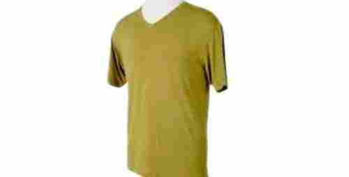 Men Breathable Plain Brown V Neck Short Sleeves Bamboo T Shirts