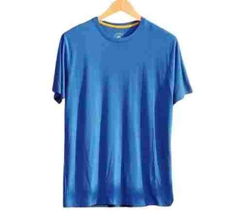 Men O Neck Plain Blue Short Sleeves Bamboo T Shirts