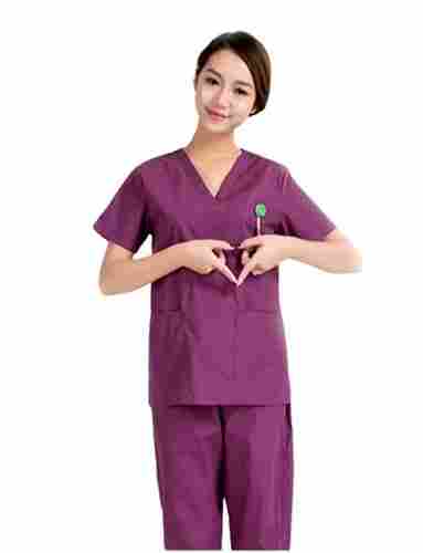 Women Short Sleeves V Neck Classic Style Plain Soft Cotton Nurse Uniform Set