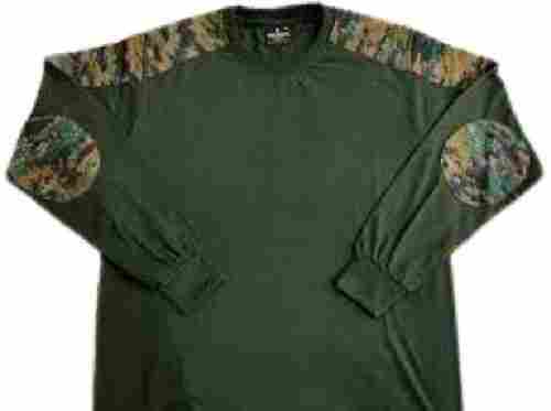 Mens Printed Round Neck Dark Green Full Sleeve Army T Shirt