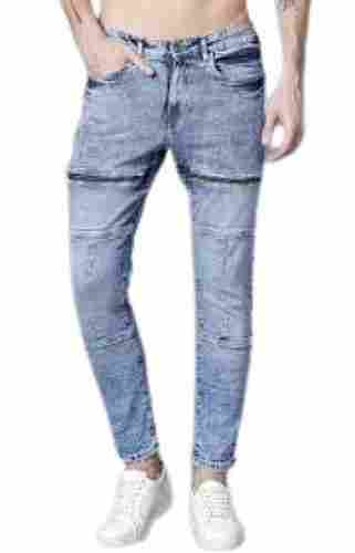 Mens Straight Fit Plain Blue Casual Wear Denim Jeans