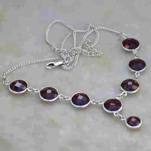 Garnet Bezel Set Necklace For All Occasion With 4 mm Bead Size