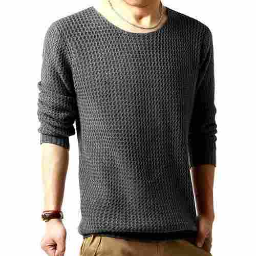 Men Round Neck Full Sleeves Plain Cotton T Shirt For Casual Wear