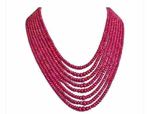 Natural Ruby Stone String Necklace With 4 mm Bead Size