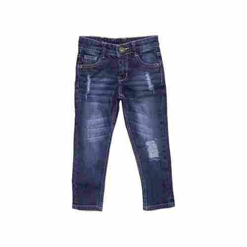 Straight Regular Fit And Button Closure Plain Denim Jeans For Kids