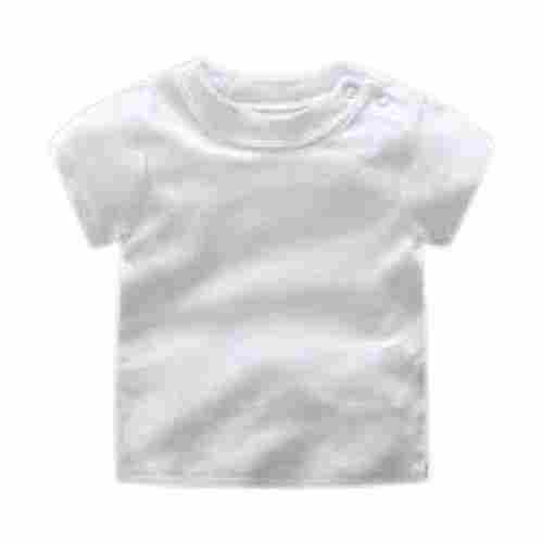 Baby Plain White Short Sleeve Round Neck Cotton Boy T Shirt