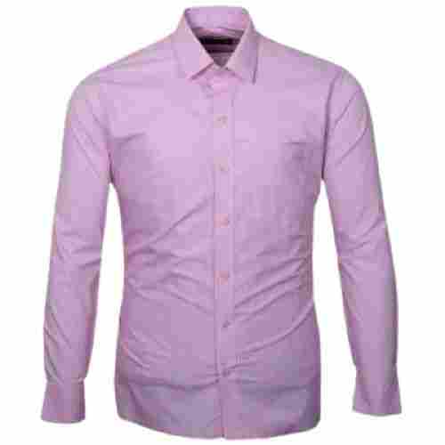 Mens Plain Casual Wear Breathable Pink Cotton Shirt