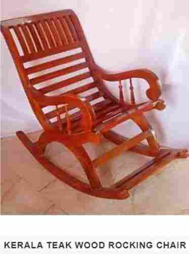 Kerala Teak Wood Rocking Chair With Armrest For Home