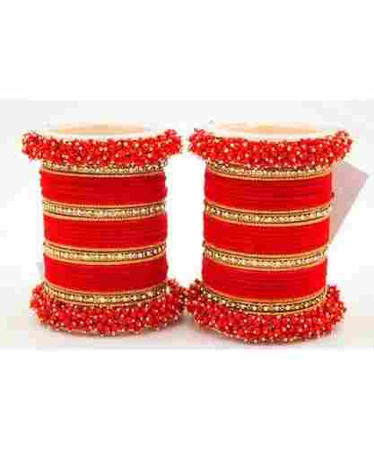 Red Fancy Bridal Bangle Sets (Set Of 2 - Bangles-And-Bracelets)