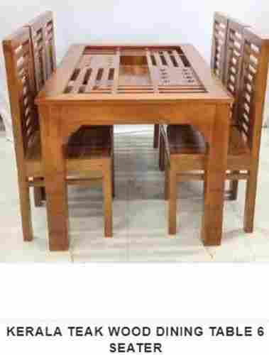Kerala Teak Wood Six Seater Wooden Dining Table With Chairs