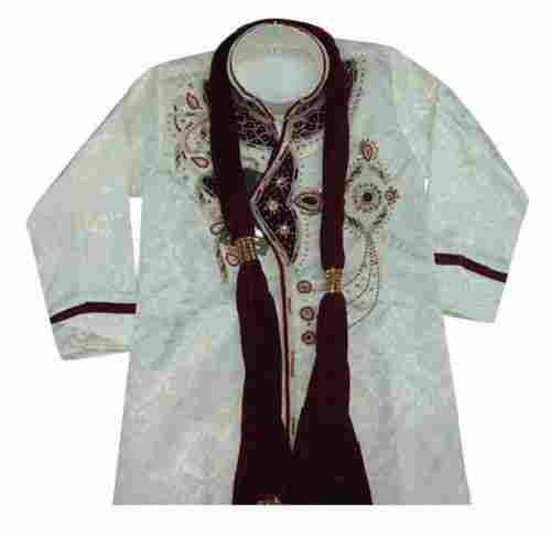 Embroidered Party Wear Full Sleeves Cotton Sherwani With For Kids