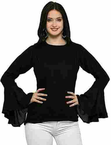 Ladies Slim Fit Full Sleeves Plain Cotton Top For Casual Wear