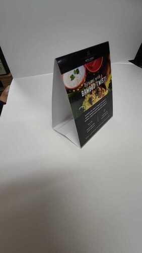 0.5-3 Mm Thickness Colored Paper Table Tent Printed Card Size: As Per Customer