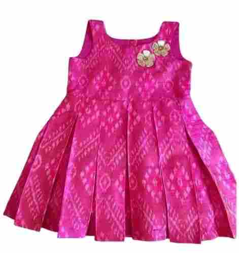 Kids Printed Pattern Breathable Sleeveless Style Cotton Frock