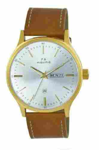 Premium Quality And Lightweight Round Polished Leather Wrist Watch 