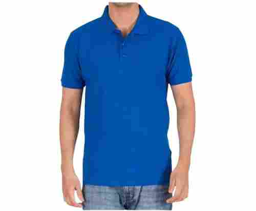 Half Sleeves Polo Collar Plain Cotton T Shirt For Men