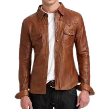 Men Plain Full Sleeve Comfortable Trendy Attractive Party Wear Leather Shirt Chest Size: 44