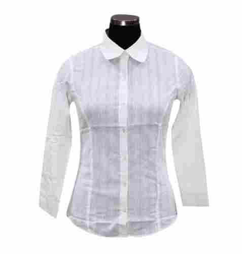 Full Sleeves Button Closure Formal Wear Skin Friendly Cotton Shirt For Ladies