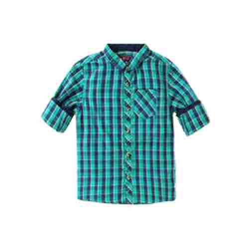 Washable Checked Full Sleeve Customized Logo Cotton Shirt For Kids