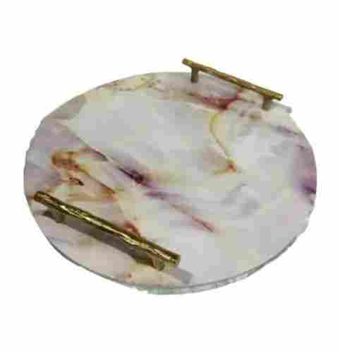 Water Resistance Polished Round Marble Serving Tray
