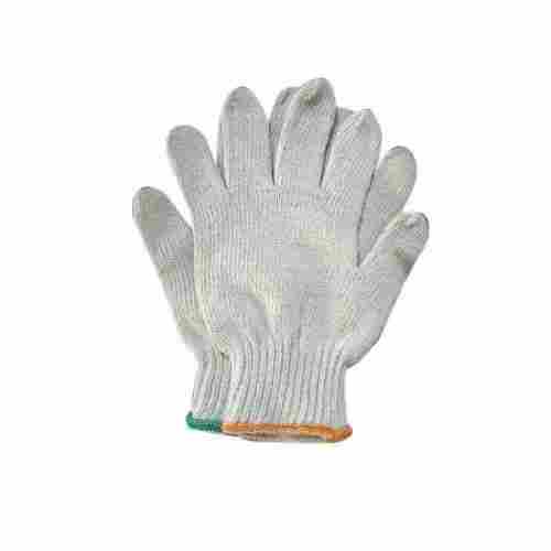 Cold Resistant White Knitted Cotton Medium Size Full Fingered Safety Gloves
