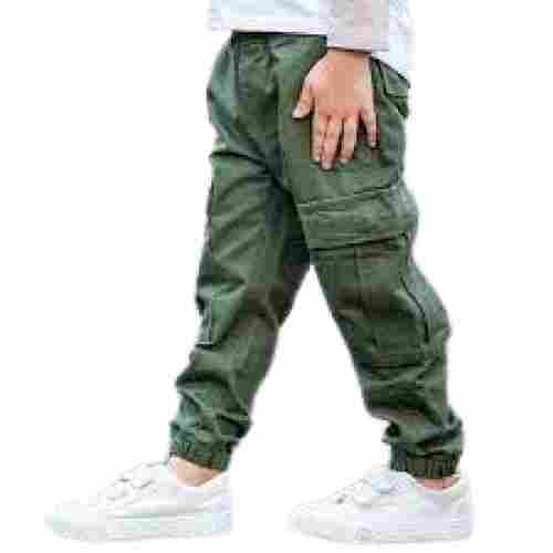 Kids Green Plain Party Wear Cotton Cargo Pant