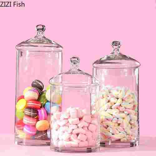 500 Ml Transparent Toffee Glass Jar With Round Lid