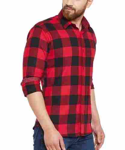 Casual Wear Full Sleeves Button Closure Check Pattern Cotton Shirt For Mens