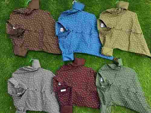 Men Dotted Cotton Full Sleeves Shirt For Casual Wear