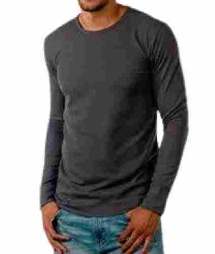 Men Casual Wear Round Neck Full Sleeve Plain Cotton T Shirts