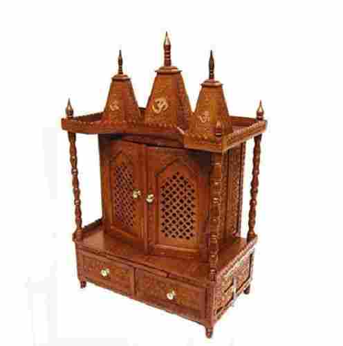 30 X 15 X 42 Inches Solid Wood Polished Wooden Temple For Home And Office