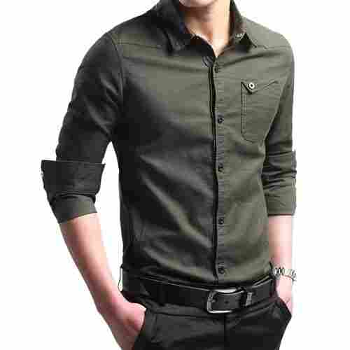 Casual Wear Breathable Full Sleeves Plain Polyester Shirts For Men 