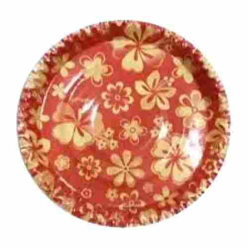 Disposable Printed Round Paper Plate with Corrugated Edge, Pack of 100 Plates