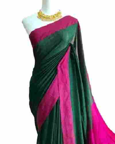 Traditional Comfortable Plain Cotton Silk Saree For Ladies